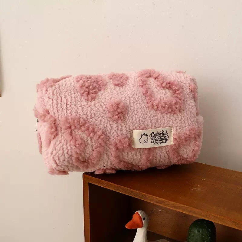 Plush girl love makeup bag