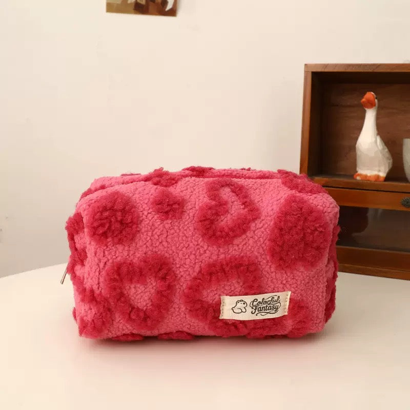 Plush girl love makeup bag