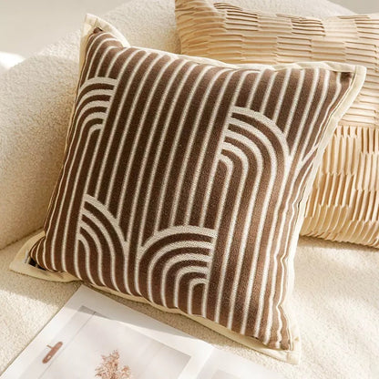 Taie d'oreiller de style crème marron mélard rétro